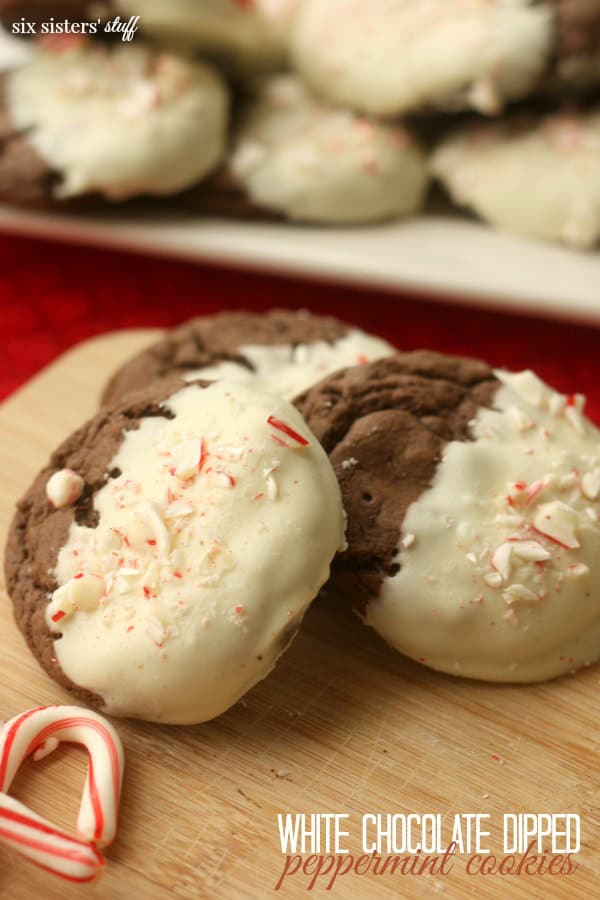 White Chocolate Dipped Peppermint Cookies | Six Sisters' Stuff