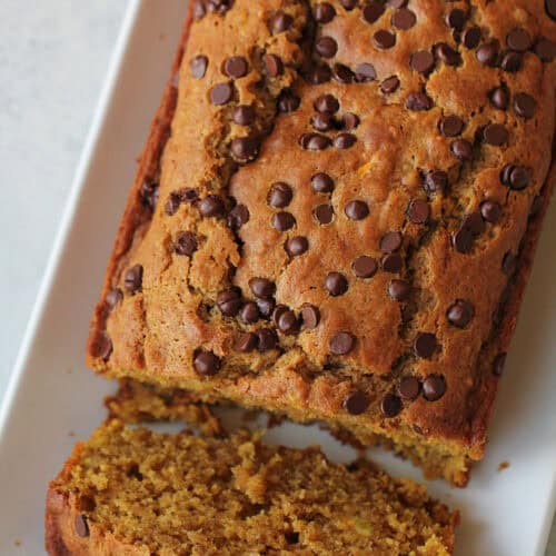 A loaf of Pumpkin Zucchini Bread