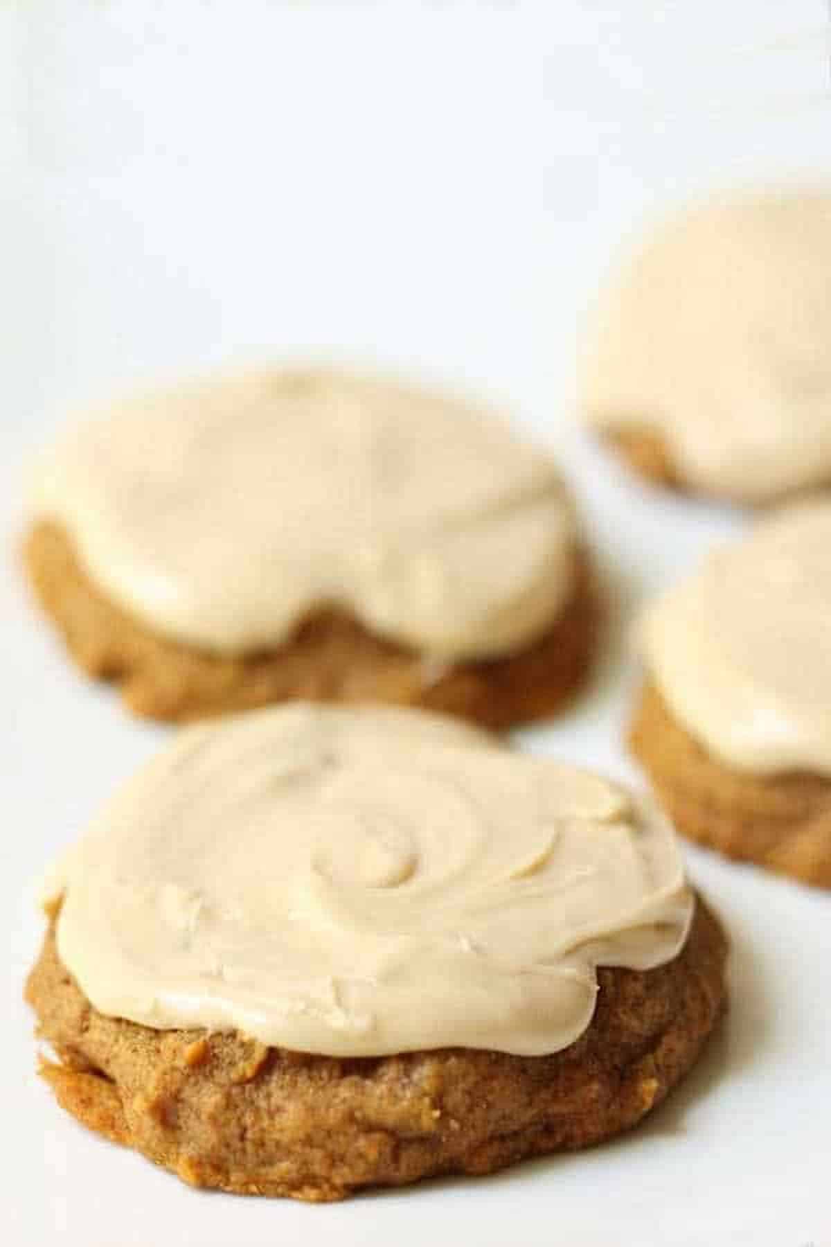 Pumpkin Cookies with Caramel Frosting