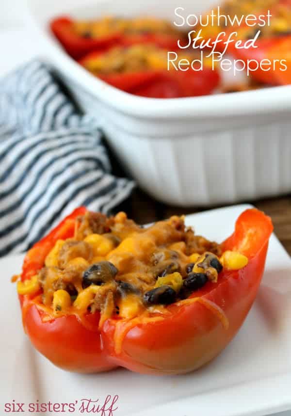 Healthy Meals Monday: Healthy Southwest Stuffed Red Peppers | Six ...