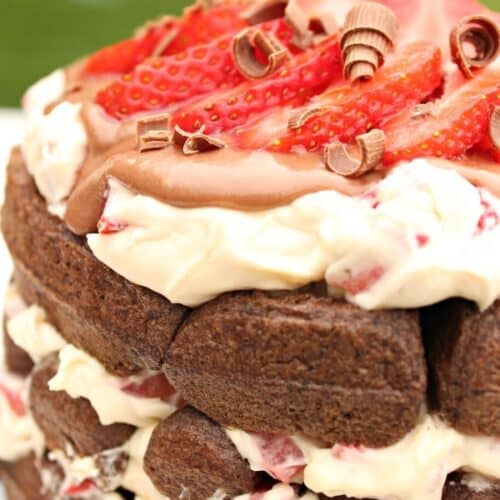 chocolate strawberry waffle cake