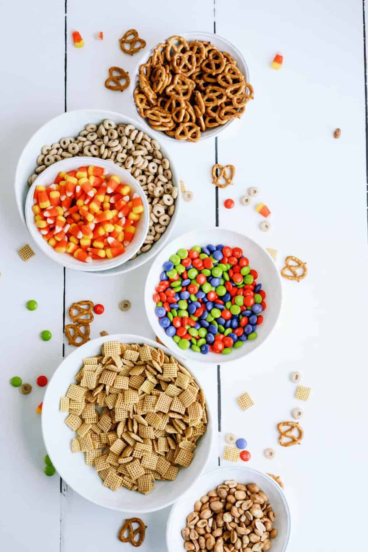 Ingredients needed for White Chocolate Monster Munch Chex Mix