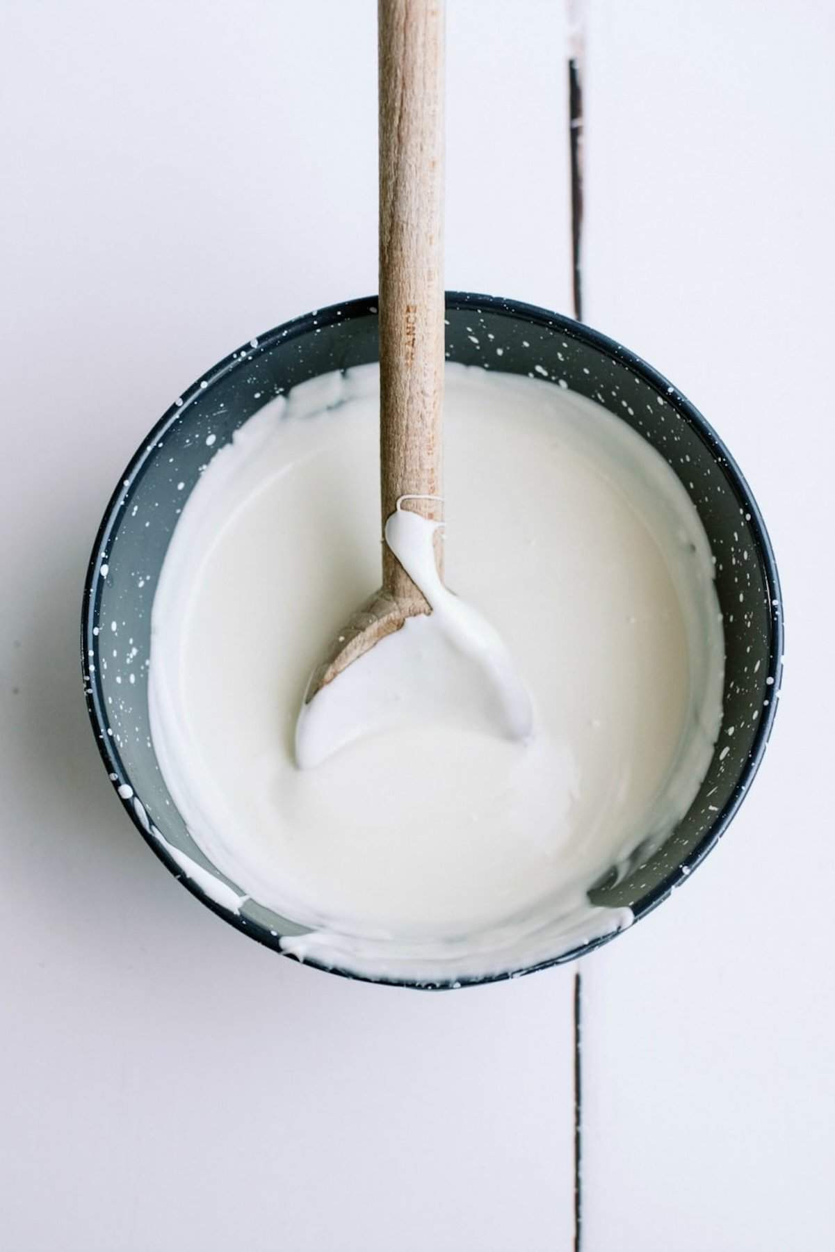 melted white chocolate in a bowl