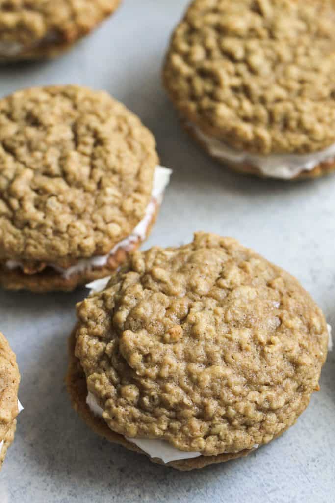 Top view of Oatmeal Creme Pies.