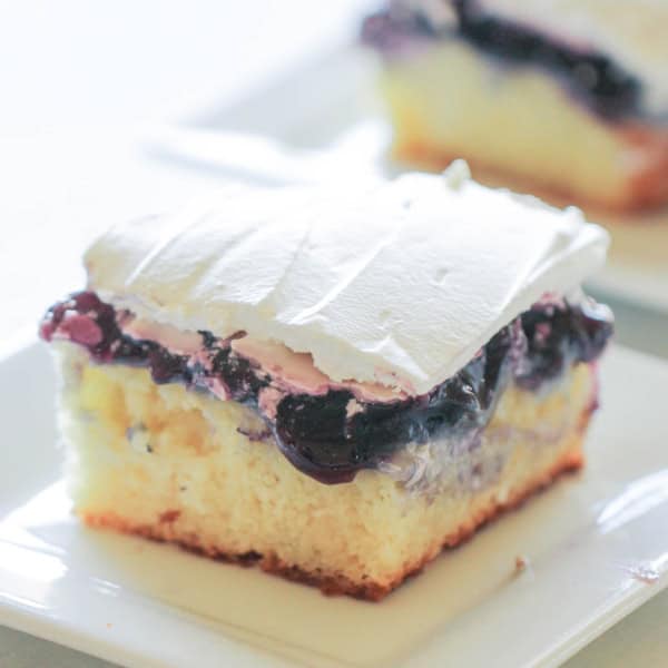 blueberry cheesecake pudding poke cake