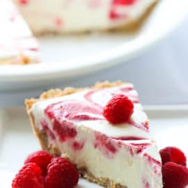 frozen raspberry lemon pie with raspberries