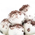 Oreo Cookie Truffles topped with chocolate crumbs in a serving bowl.