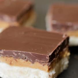 copycat tagalong bars with chocolate and peanut butter