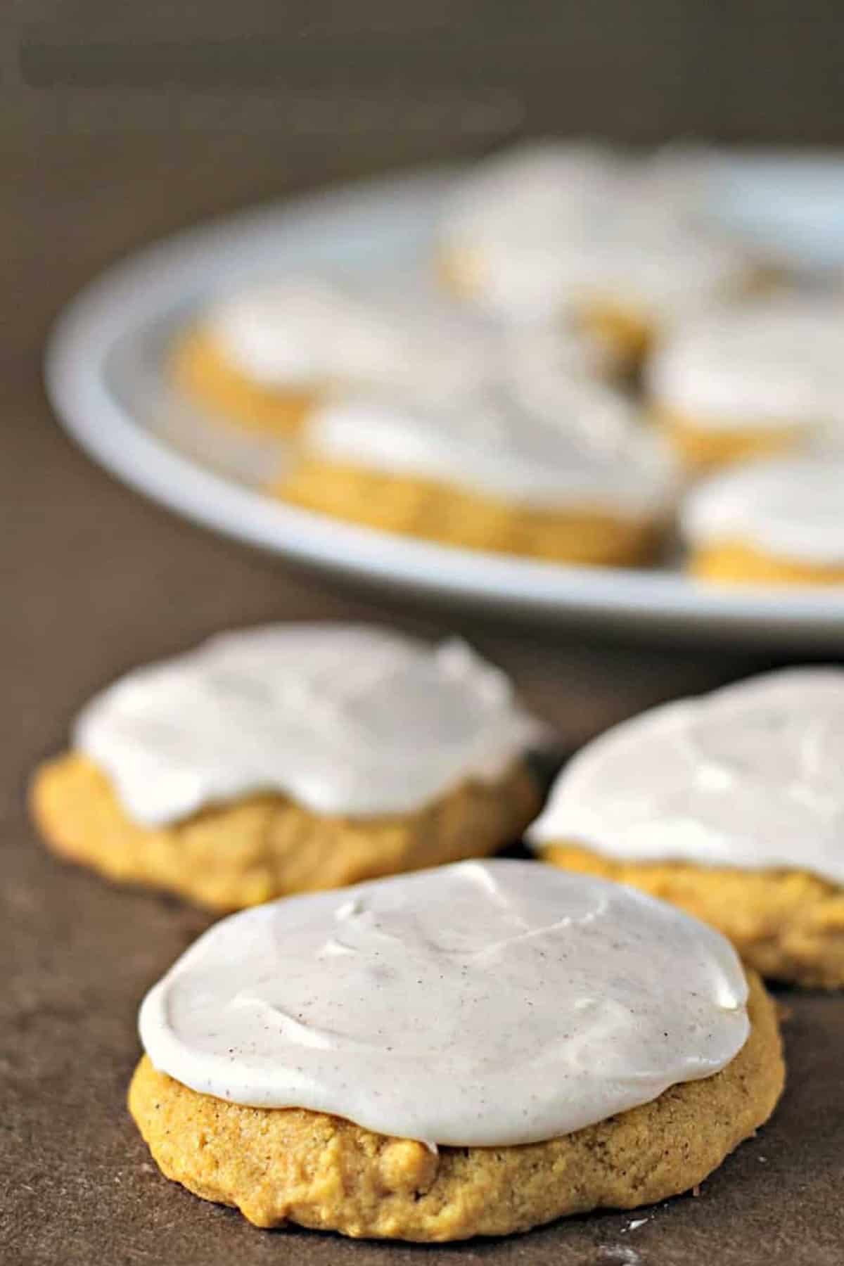 Pumpkin Cookies with Cinnamon Buttercream Frosting