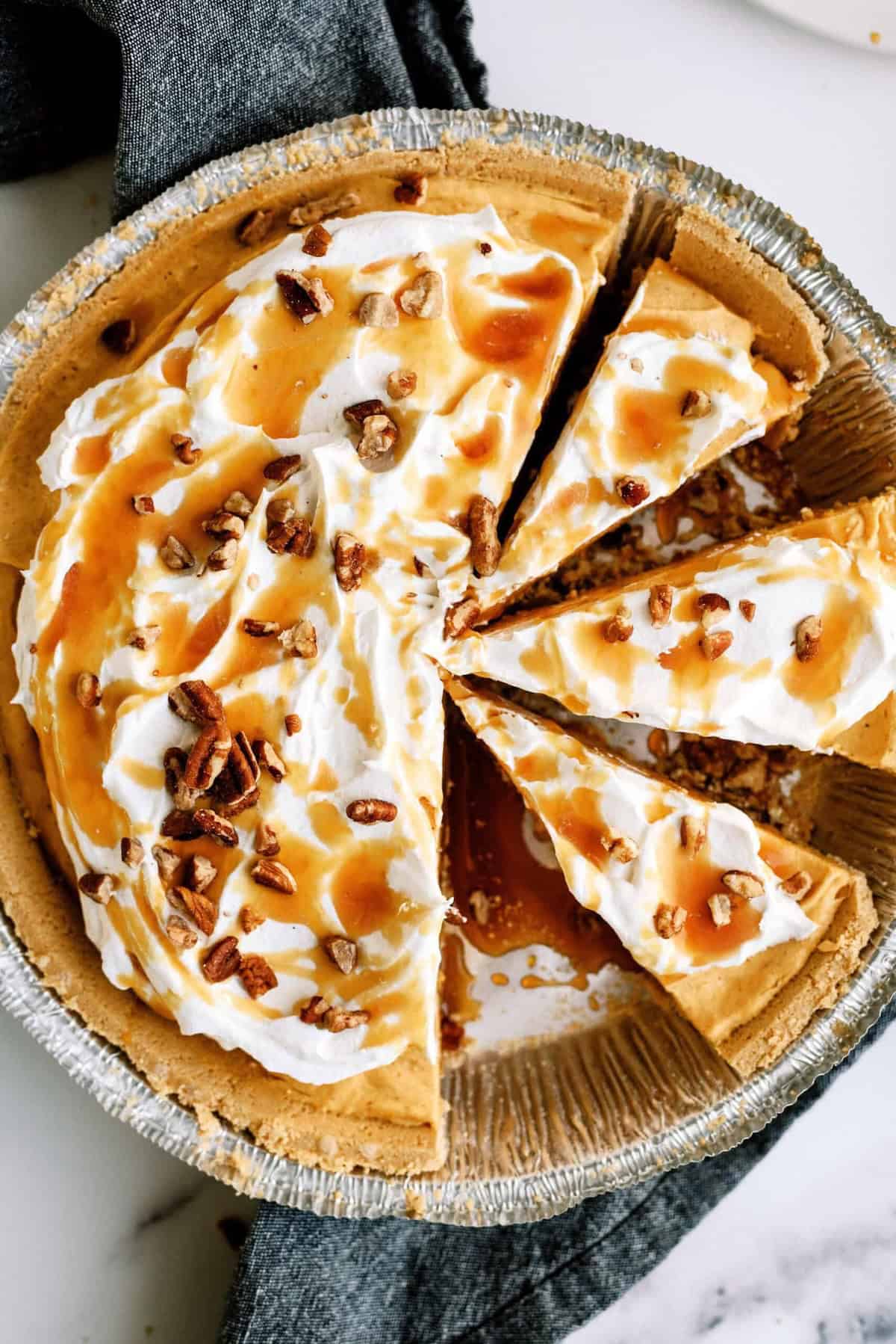 Caramel Pecan Turtle Pumpkin Pie