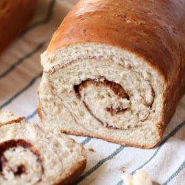 cinnamon swirl bread sliced with butter