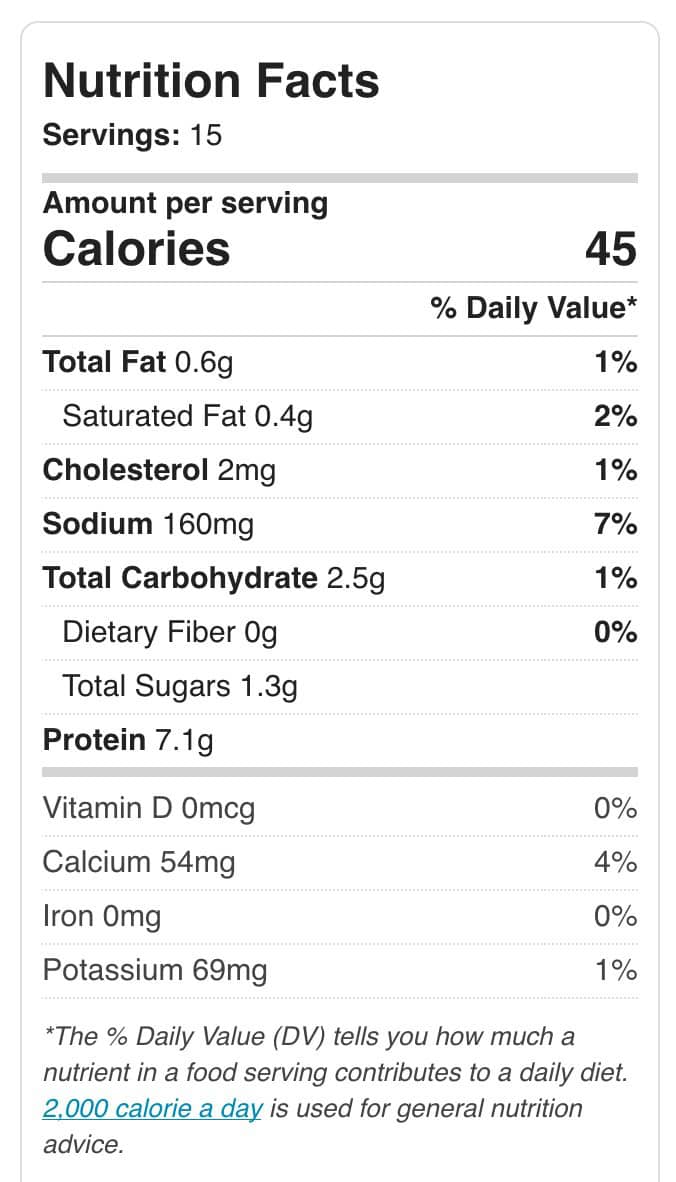 Nutrition Facts of Cottage Cheese Ranch Dip