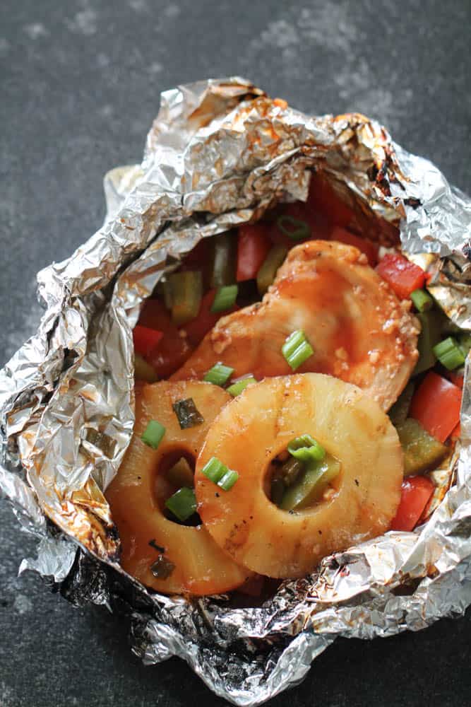 BBQ Chicken Pineapple Foil Packet Dinners