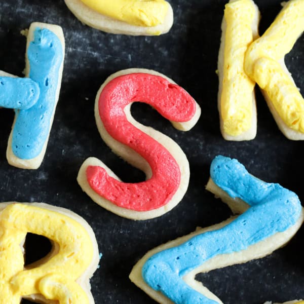 back to school sugar cookies in letters