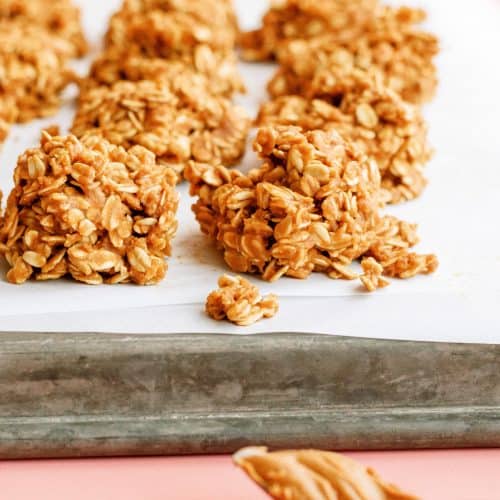 No-Bake Cookie Butter Cookies on a baking sheet lined with parchment paper.