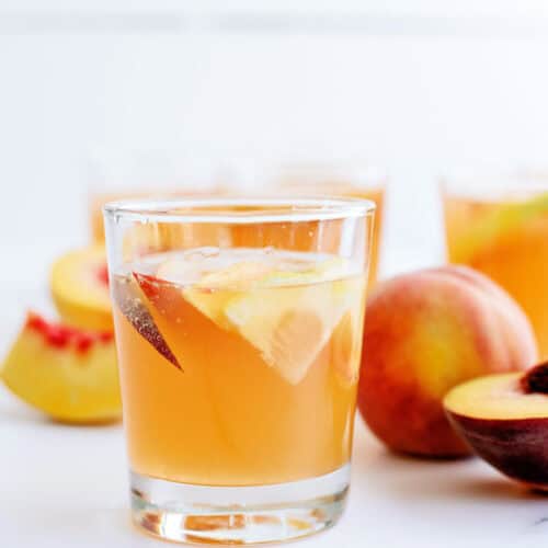 Peach Tea Sparkling Mocktail - Floured Frame
