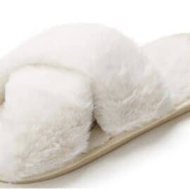 white fuzzy slipper