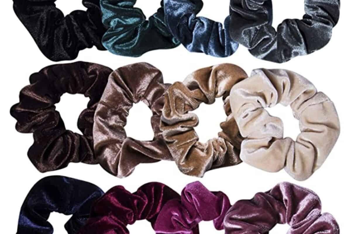silk scrunchies in an assortment of colors