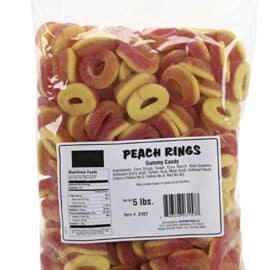 peach rings candy in a bag