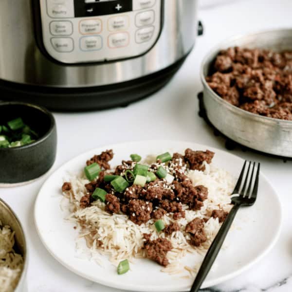 plate of korean beef and rice