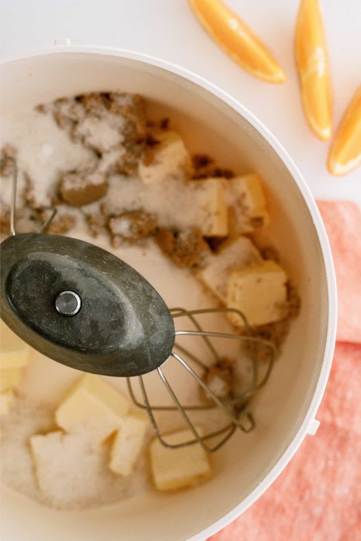 Butter with dry ingredients in stand mixer