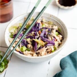 Egg Roll in a Bowl with chopsticks on top