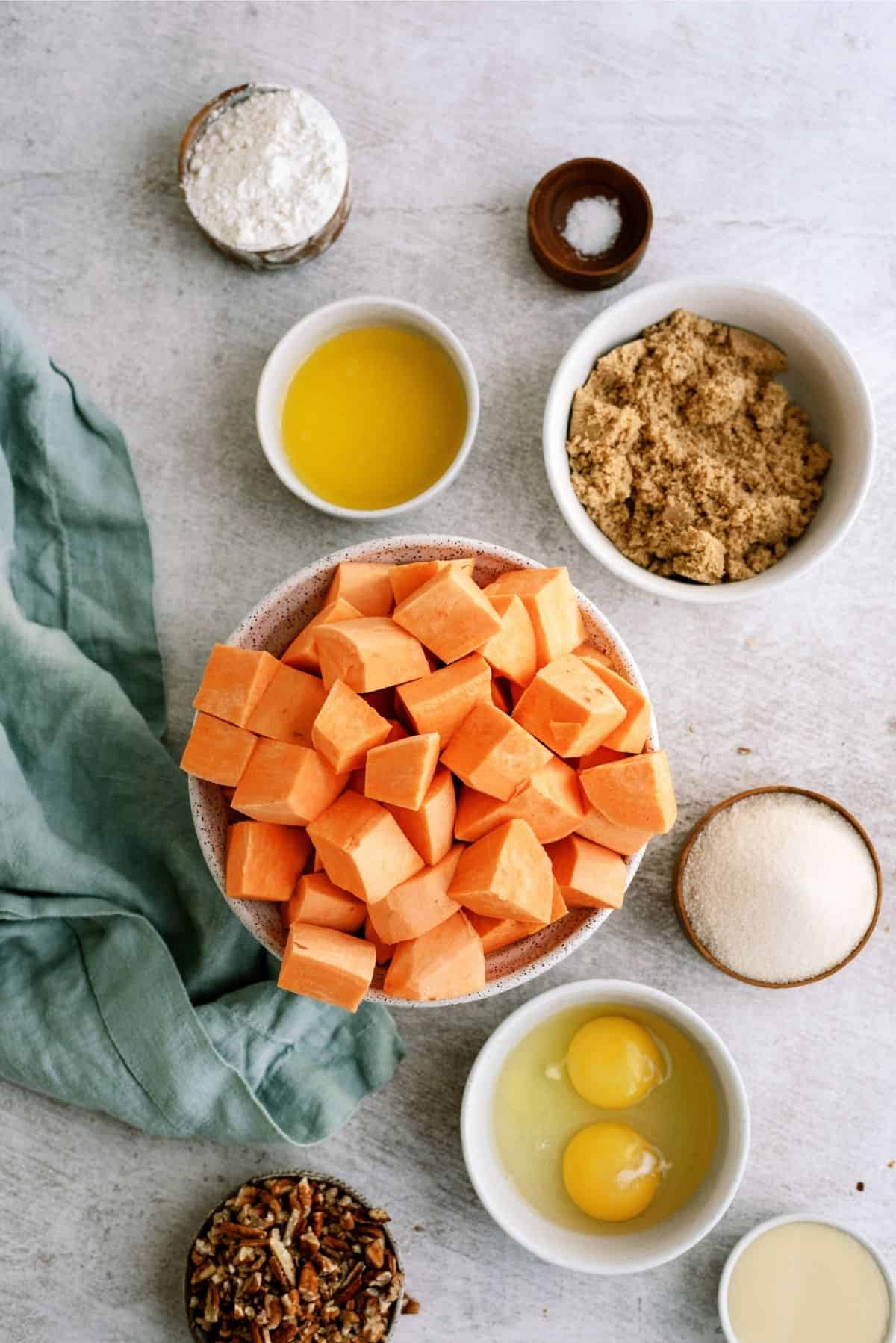 Ingredients for Mom’s Sweet Potato Casserole 
