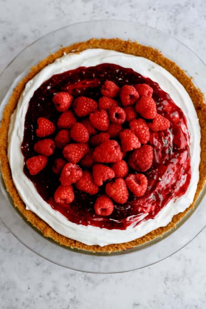 Top view of Raspberry Cream Cheese Pie.