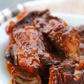 Easy Slow Cooker BBQ Country Style Ribs on a plate
