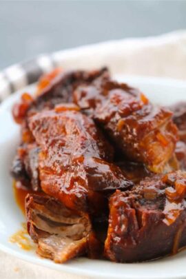 Easy Slow Cooker BBQ Country Style Ribs on a plate