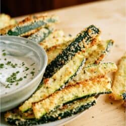 Baked Zucchini Fries with a side of dip