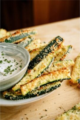 Baked Zucchini Fries with a side of dip