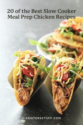 slow cooker chicken tacos with tomatoes, cheese, and lettuce