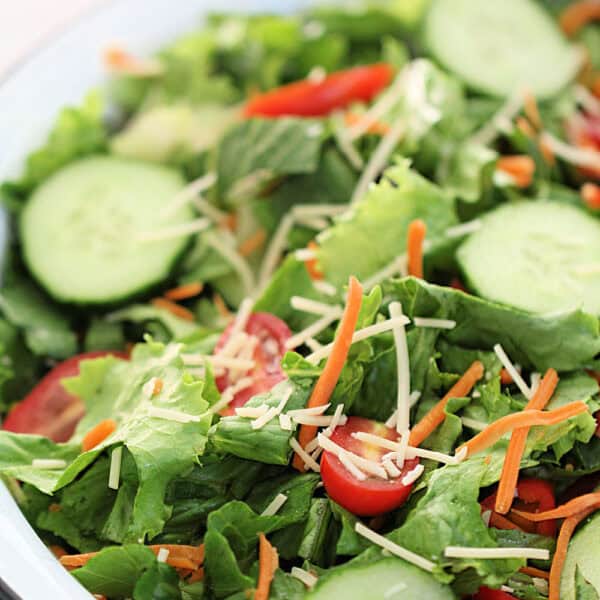 easy green garden salad in a bowl