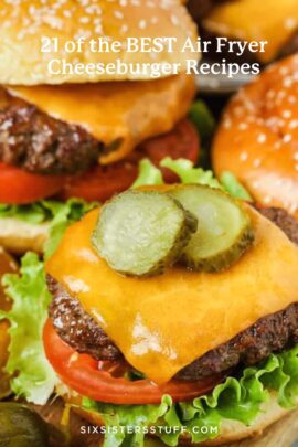 air fryer cheeseburger with pickles and cheese