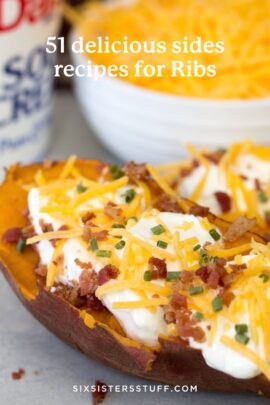 sweet potato baked potato with bacon, sour cream, and cheese