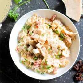 20 Minute Tuscan Pasta (Freezer Meal) in a bowl