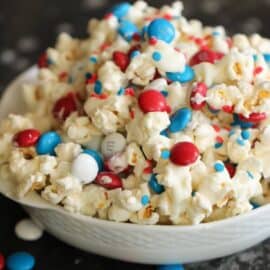 4th of July Patriotic Popcorn in a bowl