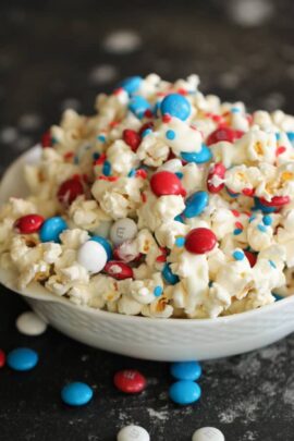 4th of July Patriotic Popcorn in a bowl