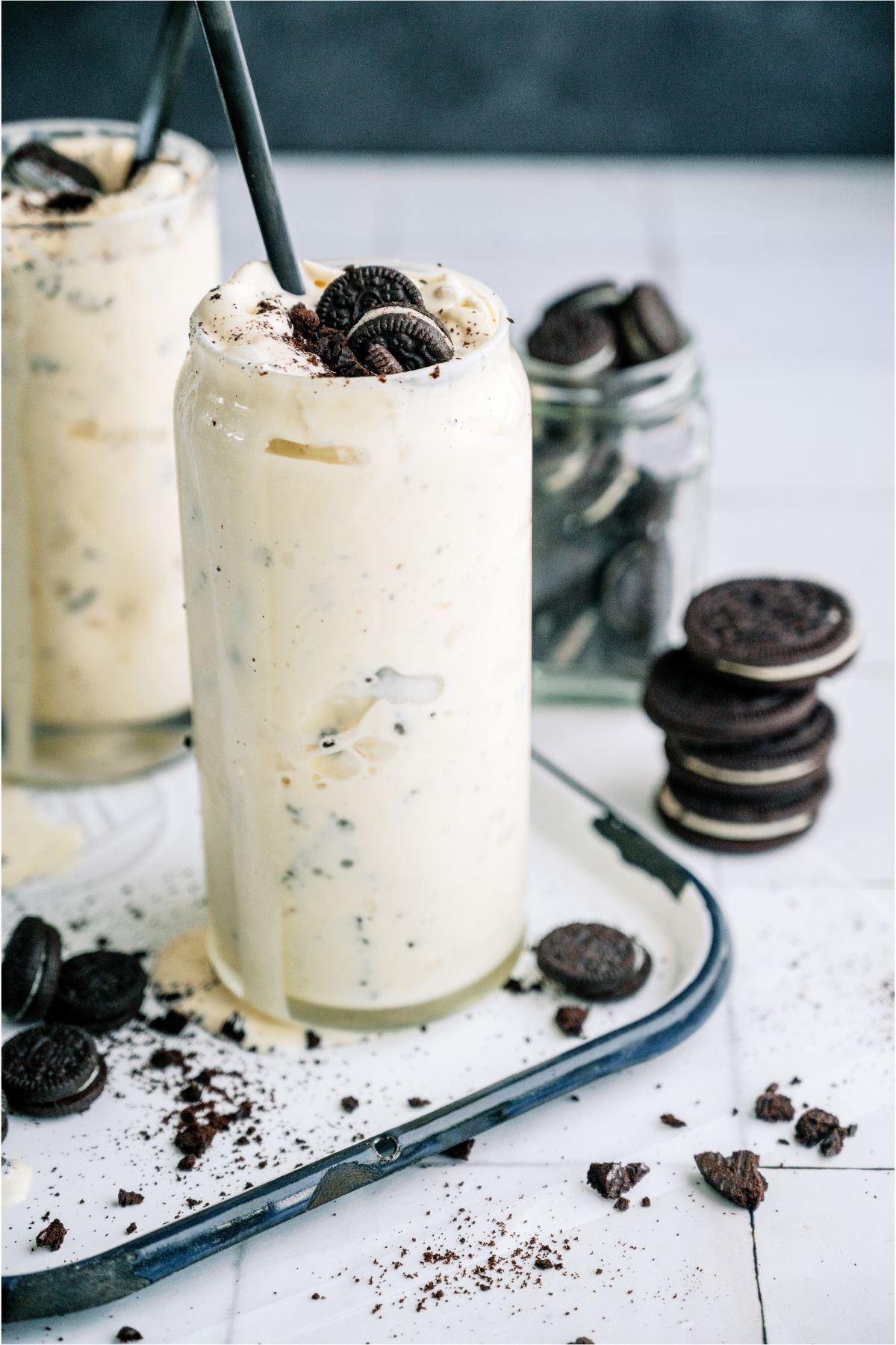 2  Copycat Dairy Queen Blizzards with straws and oreos