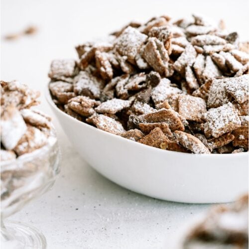 A bowl of Muddy Buddies (Puppy Chow)