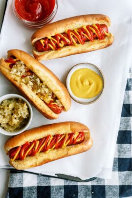 air fryer hot dogs with mustard and relish