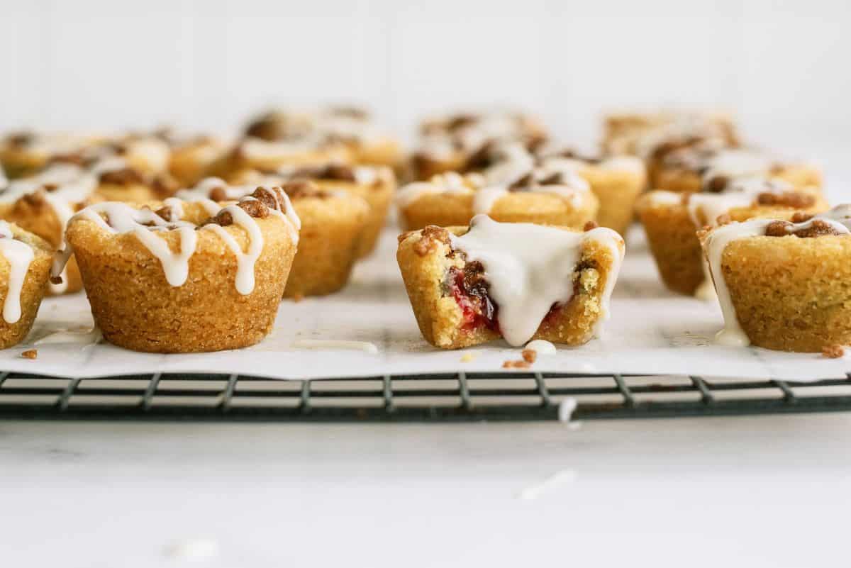  Cherry Cobbler Cookie Cups on a cooling rack