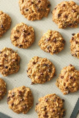 Healthier Zucchini Oatmeal Cookies on a baking sheet