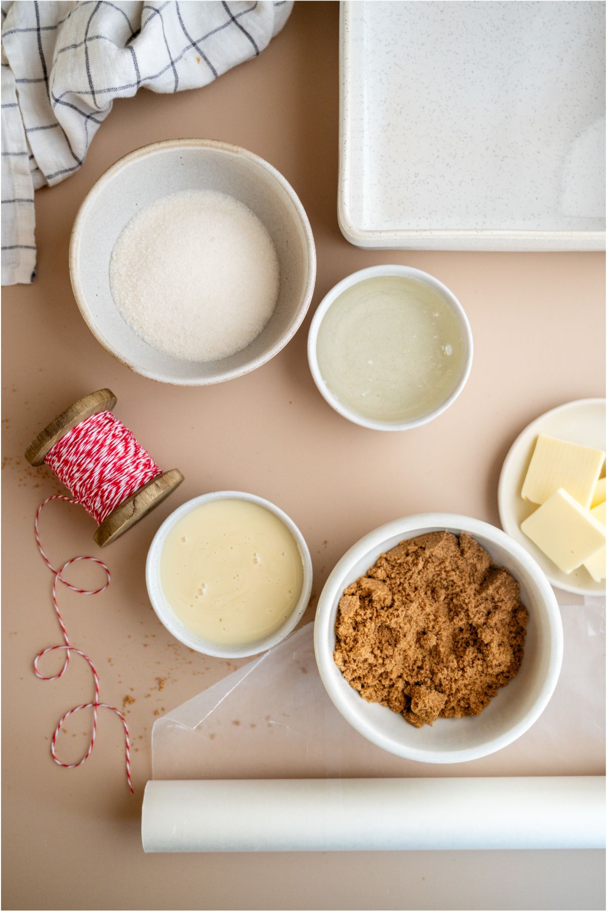 Ingredients needed to make Homemade Microwave Caramels.