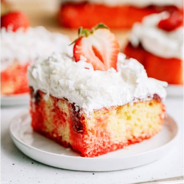 strawberry coconut poke cake