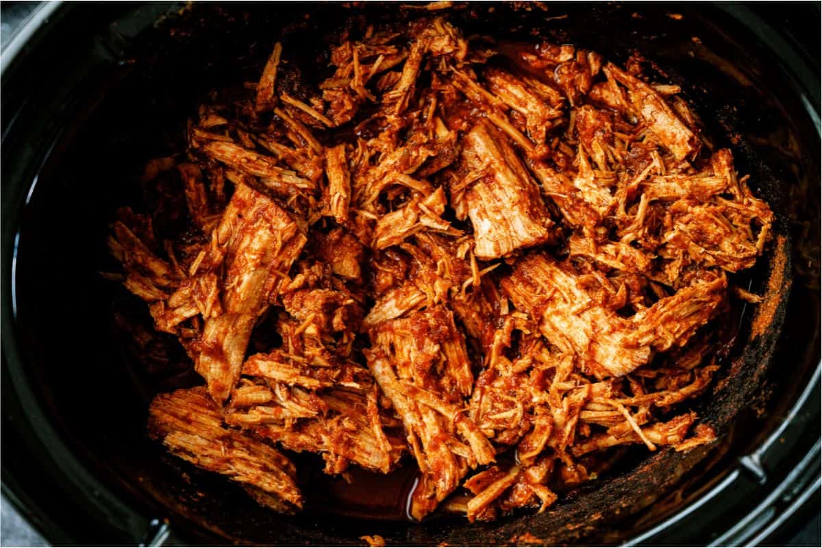 Slow Cooker Mexican Shredded Pork in the slow cooker