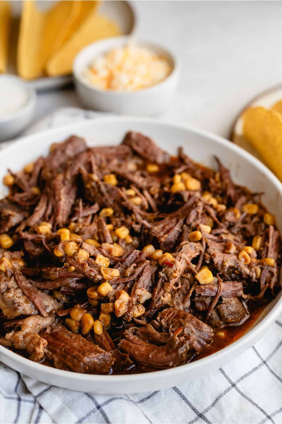 Slow Cooker Shredded Beef in a bowl
