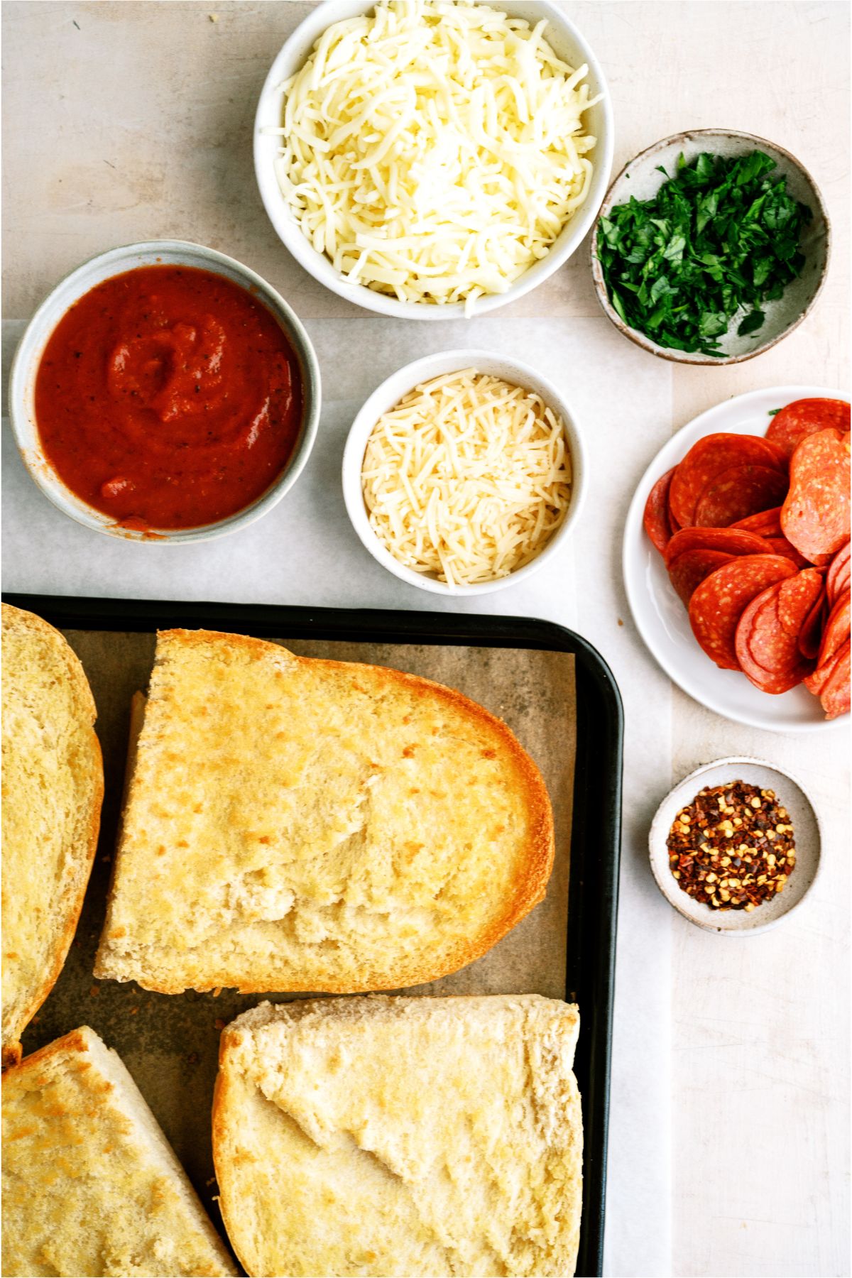 Ingredients needed to make Air Fryer French Bread Pizza