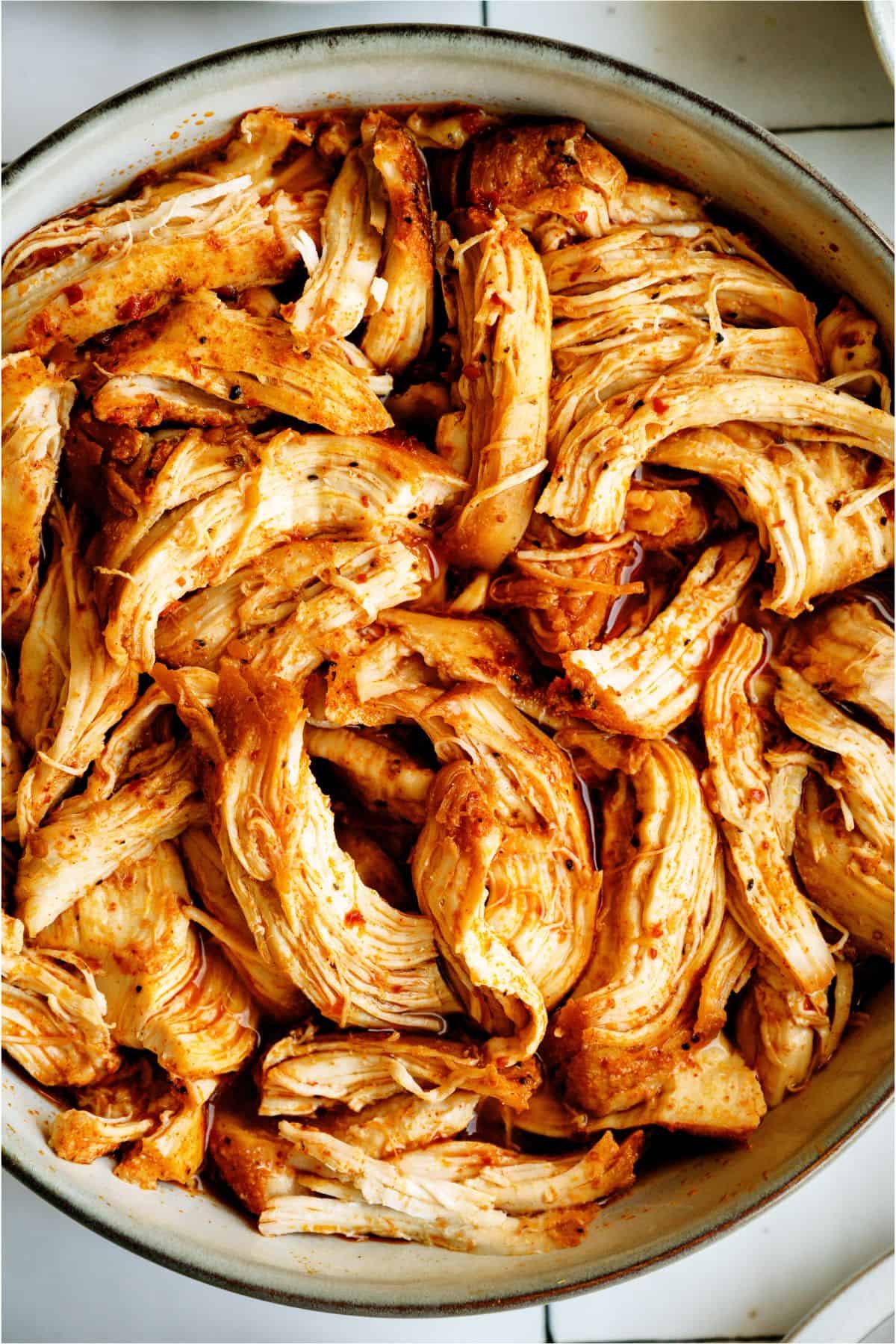 A bowl of Hot Honey Shredded Chicken